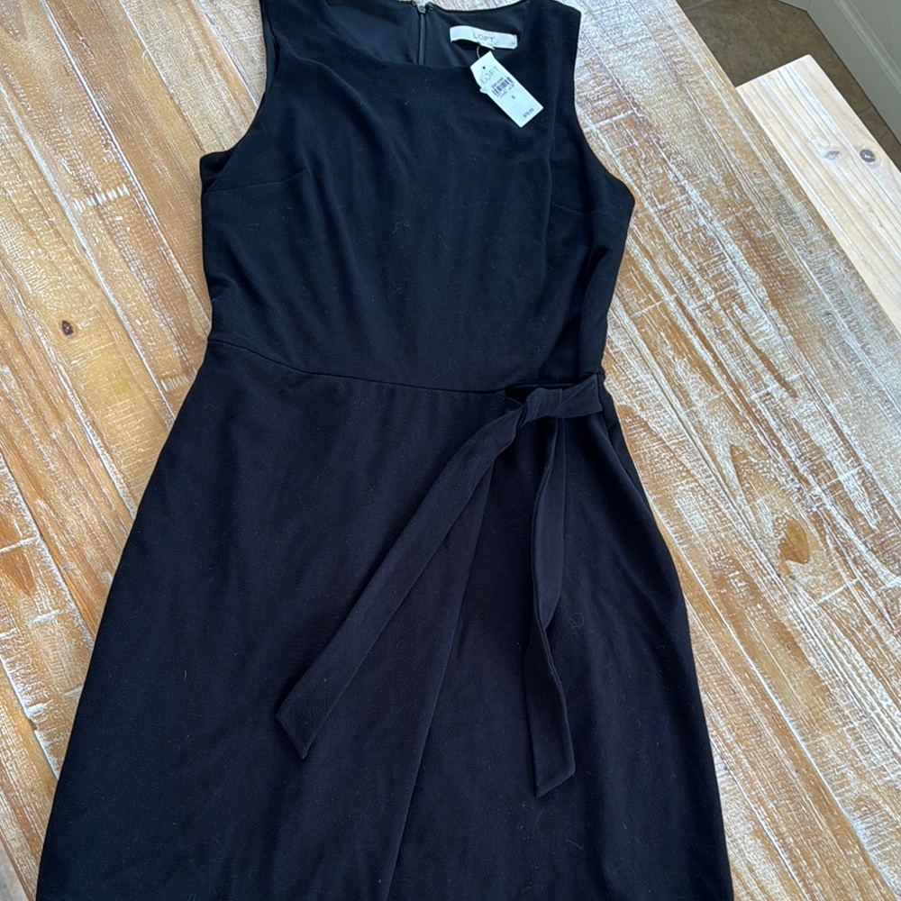 LOFT Black Sleeveless Wrap Mini Dress